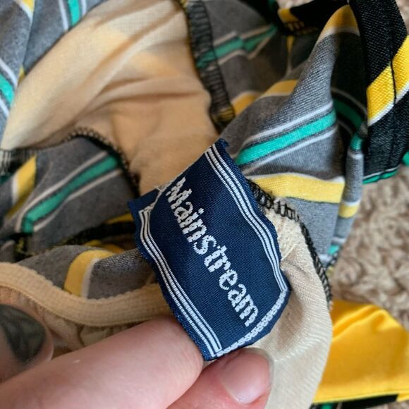 Vintage Mainstream Union Bow One Piece Small Stripe Bathing Suit Swim - Picture 4 of 6